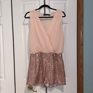 Champagne sequin and chiffon ROMPER